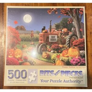 Bits and Pieces 500 Pc. Puzzle Halloween Happy Hollow NEW SEALED 18" X 24"